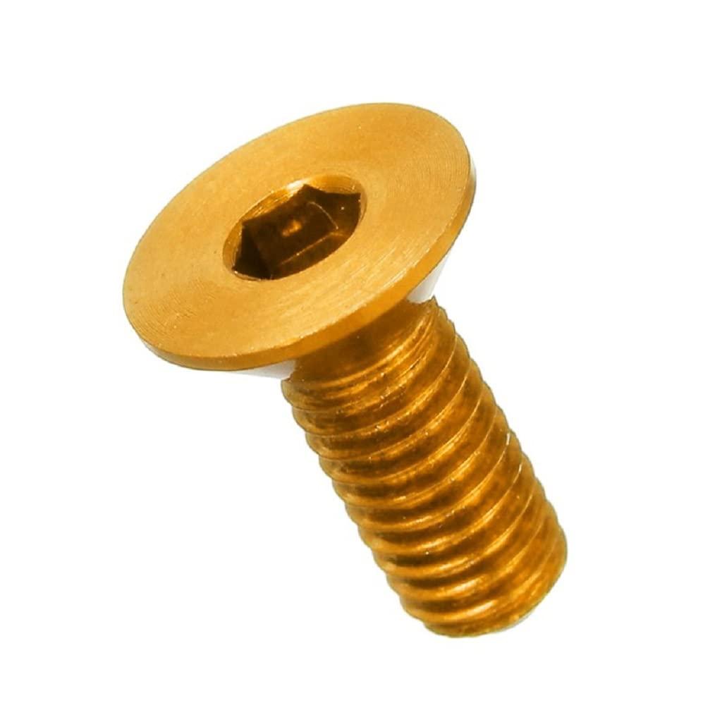 20pcs M3 Flat Screws 7075 Aluminum Alloy Allen Screws Hex Socket Flat Head Cap Screws (Gold, 8mm)