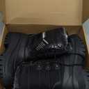 Knixmax Women's Winter Snow Boots Waterproof Mid Calf Booties Fur Lined Warm Outdoor Insulated Mucker Yard Skiing Hiking Boots Black Size 7 US / 38 EU