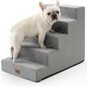 COZY KISS Dog Stairs for Small Dogs, 5 Tier Wider Pet Stairs for High Beds, 23.6" H NonSlip Dog Steps for Old Cats, Puppies, Small Medium Dogs, 19.7x29.5x23.6 inch, Grey