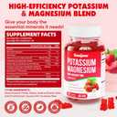 Potassium Magnesium Gummies,High Absorption Magnesium Glycinate,D3 & B6,Potassium Citrate - for Muscle Support, Leg Cramps & Electrolyte Balance - Vegan, Non-GMO, Strawberry Flavor, 60 Count EXP: 05/28/2028