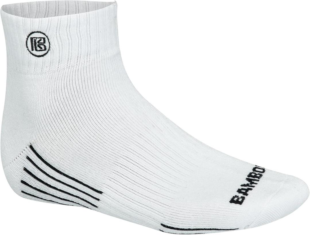 Premium Bamboo Crew Work Socks- Quarter High Moisture Wicking, Odor Eliminating (Large, White 3 Pair)