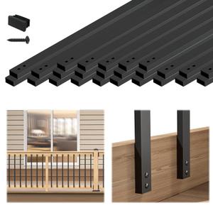 Muzata 25Pack 38'' Aluminum Deck Balusters Facemount Rectangular Railing Metal Spindles with Screws Stair Porch Staircase Deck Spindles for Wood and Composite Fencing WT35