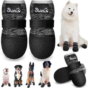 Lukovee Dog Shoes  Breathable Dog Sock Shoes for Hardwood Floor Snow Hot Pavement, Waterproof Non-Slip Soles Booties with Reflective Strip for Small Medium Large Dogs (Size 8, Black&White)
