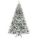 8 FT Pre-Lit Christmas Tree 3-Minute Quick Shape Flocked Decor with 600 LED Lights