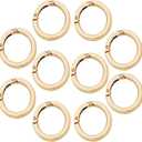 10 pcs 1.25 inch(32mm) Small Round Carabiners Clips Metal Trigger Spring O Rings Snap Hooks DIY Charms Accessory for Keychains Purses Crafts Making, Light Gold Small(1.25" Inside Diameter)