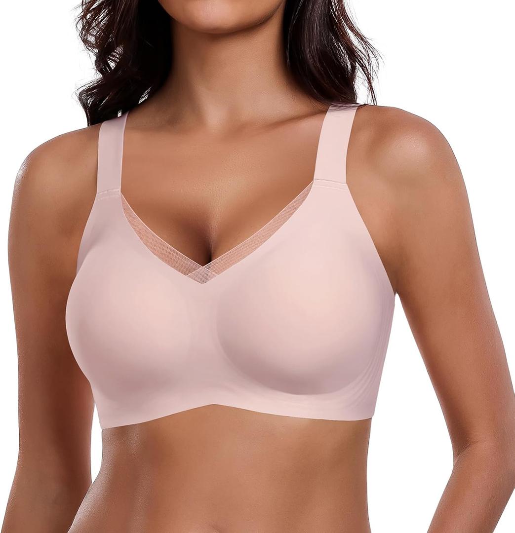 Jelly Bras for Women Push Up Bra for Women Seamless Bras No Show Comfort Full Coverage Push Up Wireless T Shirt Bra, M
