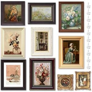 Qunclay 10 Pcs Vintage Frames for Wall or Tabletop Ornate French Country Frames Vintage Farmhouse Antique Wall Decor for Gallery Bedroom Living Room, No Photos Included(Simple Style)