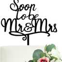 LOVENJOY Gift Boxed Soon To Be Mr and Mrs Cake Topper Engagement Black, Frosted Acrylic