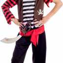 Boys Pirate Costume Kids Sea Captain First Mate Stripey Outfit (Medium)