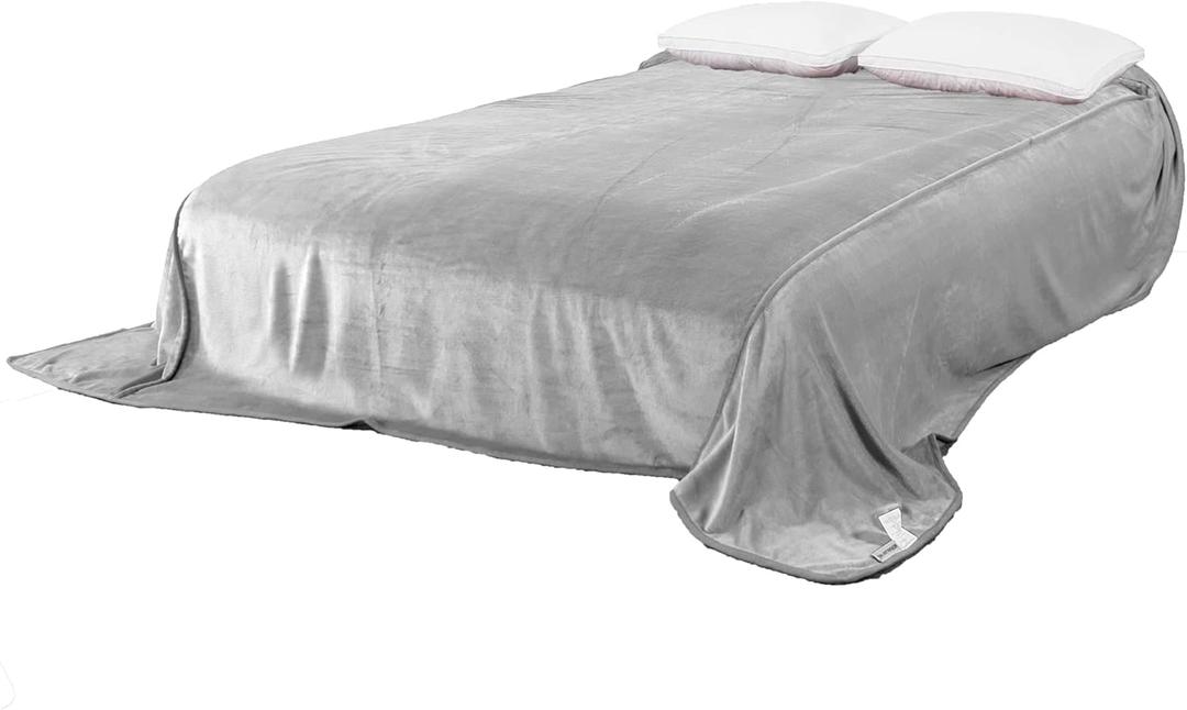 MORANJIAFANG Plush 340GSM Flannel Bed Blanket Cozy Microfiber Soft Thermal Fleece Blanket (Light Gray, Oversized King 144"x144")