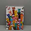 Framed Funny Colorful Cat Wall Art Cartoon Cat Canvas Print Cute Kitten Picture Poster Animals Painting Wall Decor for Bathroom Kid's Bedroom Nursery 12x16Inches