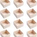 CALPALMY (12 Pack 4'' x 4'' Rustic Wooden Box Storage Organizer Unfinished Small Craft Wooden Box for Collectibles Home Venue Decor Succulents