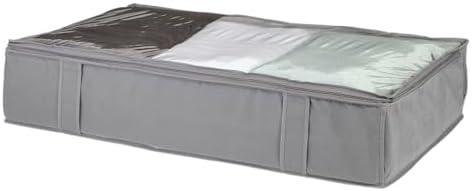 Underbed Storage Bag With Clear Front And Zipper (Light Gray, 18" x 30" x 6")
