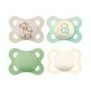 MAM Variety Pack Baby Pacifier, Includes 3 Types of Pacifiers, Nipple Shape is Developed with Dentists, 0-6 Months, Unisex, 4 Count (Pack of 1) (Cotton / Linen / Green)