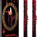 8 Pack Vampire Tears Taper Candles, 10 inch Tall Bleeding Candles, Soundvalue Unscented Black Tapered Candlesticks, Spooky Blood Drip Candle Set for Halloween Party Gothic Home Decorations