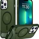Temdan Magnetic Compatible with iPhone 13 Pro Max Case, [Built-in Invisible Kickstand][Compatible with MagSafe][Military Grade Shockproof] Slim Translucent Matte Phone Case for iPhone 13 Pro Max 6.7" (Green)