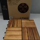 Set 8 Premium Deck Tiles, Interlocking Deck Tile, Wooden Patio Flooring Outdoor Waterproof, Acacia Wood Decking All Weather for Balcony Indoor and Outdoor Use (Golden Teak, Round Joints) (8 Pcs - 12.1 Square Ft)