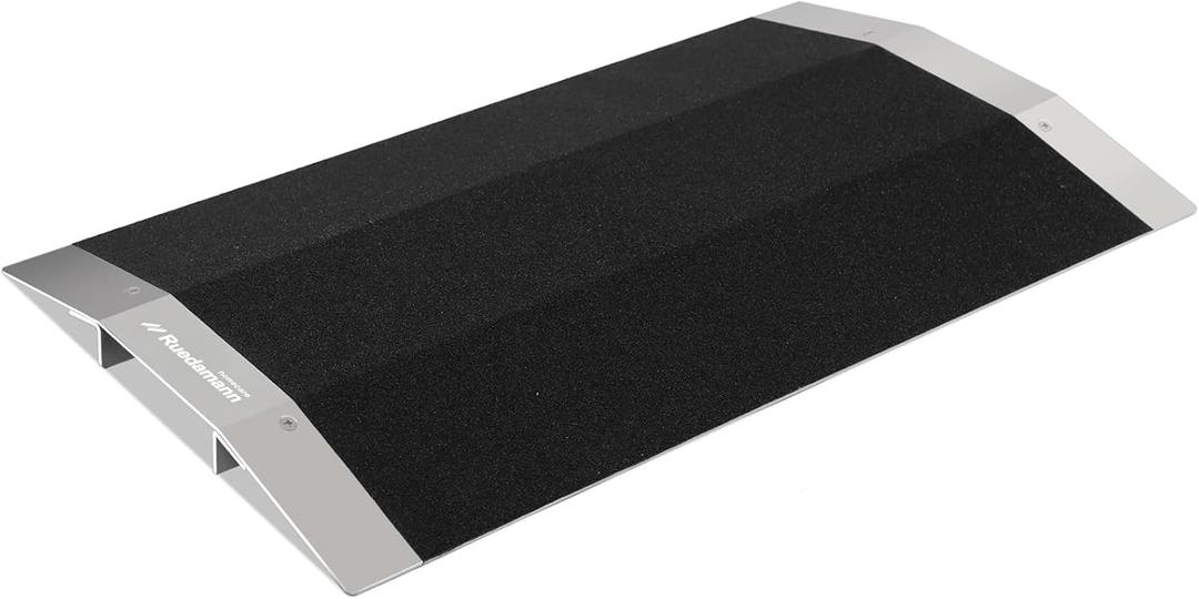 Ruedamann 1.5" Rise Bridge Threshold Ramp, Portable Wheelchair Ramp with Detachable Supporting Frame and Non-Slip Surface, Aluminum Door Ramps for Wheelchairs, Stairs, Steps (Black)