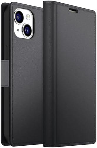 Dssairo for iPhone 15 Wallet Case, PU Leather Flip Folio Case with Card Holders Kickstand,RFID Blocking TPU Shockproof Inner Shell Phone Cover 6.1 Inch 2023 (Black),Set Of 2