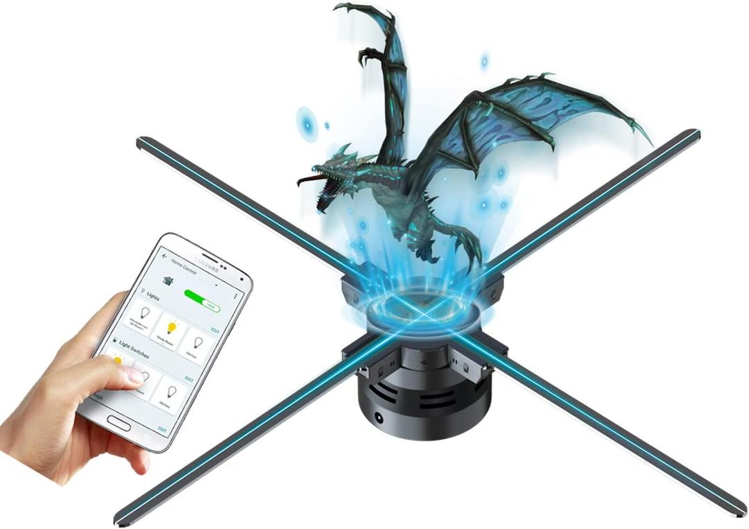 3DHologramFan,Missyou 25.6 3DHologramfan Projector HDLED Holographic Christmas Tree Advertising Display with Remote,Bluetooth,Splicing,1500+ Video Library for Business Store Signs,Bar,Party,Halloween