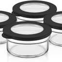 4-Piece Glass Food Storage Container Set with Airtight Lids  450ml (15oz) Round Bowls, Leakproof and BPA-Free, Ideal for Meal Prep, Leftovers, and On-the-Go Snacks  Black