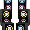 6Pcs 80s 90s Party Boxes Large Music Hip Hop Party Decorations Boxes Large Paper Boombox Boom Box Decorations for Retro 1980s 1990s Theme Birthday Disco Music Neon Supplies Favors