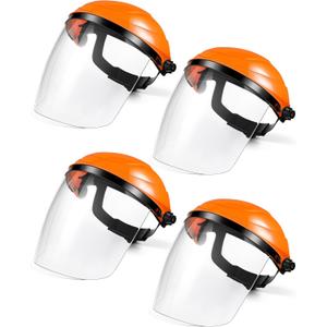 4 Pack Safety Face Shield for Grinding and Cutting, Full Impact Resistant Face Shield Mask for Work Chemical Woodworking (Orange)