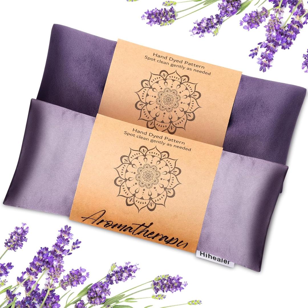 Weighted Eye Mask for Sleep, Yoga, Meditation, Lavender Eye Pillow Heated for Headache, Sinus, Dry Eyes Relief, Moist Heat Mask Purple Relaxation Gifts for Women (Purple&Lilac)