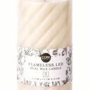 Core Home™ Large Flameless LED Swirl Pillar Wax Candle - Cream