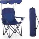 HIGH POINT SPORTS Camping Chairs with Shade, Foldable Canopy Chair, Folding Camping Shade Chair for Outdoor, Camping, Patio, Support 350 LBS, Navy