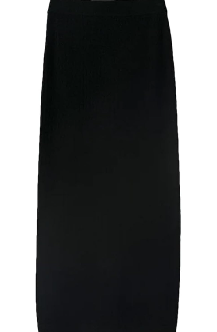 SolyJfux Autumn Winter Wool Knit Skirt Women's Solid Color High Waist Elastic Skirt Size M