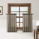 Nanspring Mocha Linen Kitchen Curtains 30 Inch Length 2 Pack Semi Sheer Linen Blend Minimalist Light Filtering Short Drapes Back Tab Rod Pocket for Small Windows Cafe Bathroom Laundry 36Wx30L