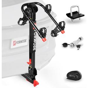 Forwode 2 Bike Hitch Mount Rack, Tiltable Foldable Bicycle Carrier Wobble Free Locking Hitch Quick Release 2-Inch Receiver Black (C-Upgraded versin, 2Bike)