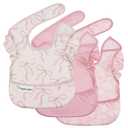 Tiny Twinkle Mess-Proof Baby Bibs for Eating | Waterproof, Wipeable Toddler Bibs with Catch-All Pocket | Feeding Bibs for Girls & Boys (3 Pack,Toile,Bows)