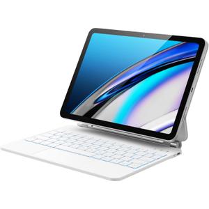 GreenLaw for iPad 11th(A16,2025)/10th(2022) Generation Case with Keyboard, MagicStyle Keyboard Stand, 7 Color Backlit, StainResistant Surface, MultiTouch Trackpad, White