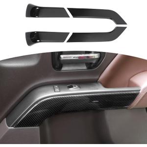 RT-TCZ for Silverado Carbon Fiber Inner Door Handle Panel Trim Cover for Chevy Silverado GMC Sierra 2014-2018 Black ABS Carbon Fiber Interior Accessories 4pcs (Crew Cab)