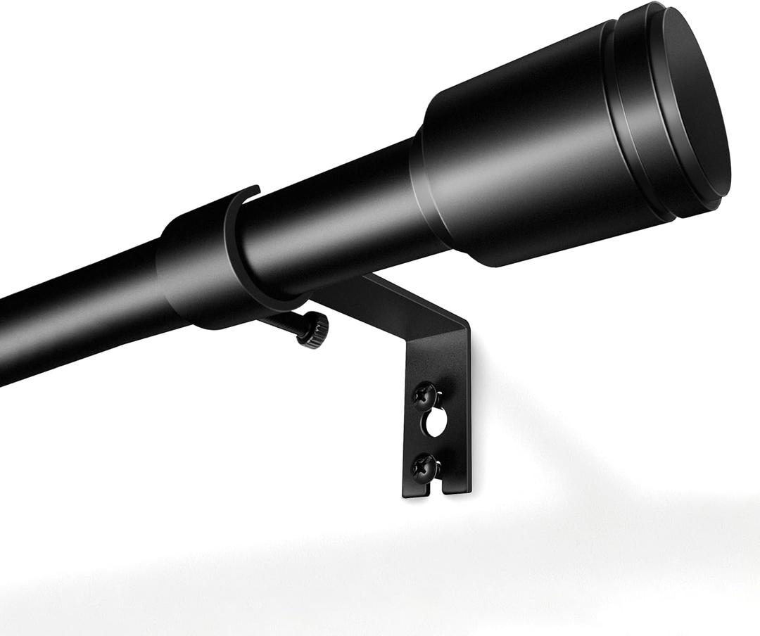 5/ 8” Diameter Curtain Rods 30-90 Inch, for 30-84 Inch Windows, Adjustable Splicing Black Curtain Rods for Windows with Brackets, Window Treatment Rod Long Small Curtains Rod