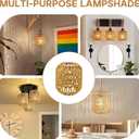 3-Pack Boho Rattan Lamp Shades - Handwoven Natural Wicker Lampshades for Pendant Lights, Chandeliers, Wall Sconces, Floor & Table Lamps Vintage Farmhouse Home Decor