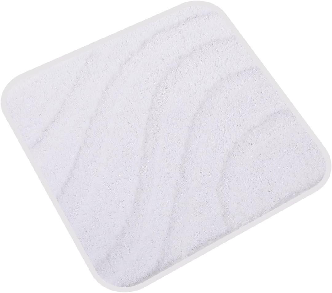 KAMA BRIDAL Microfiber Bath Mat Non-Slip Bathroom Floor Rugs Fast Water Absorbent Shower Mat Ultra Soft Bath Rug Anti-Slip Backing Machine Wash White 12x12