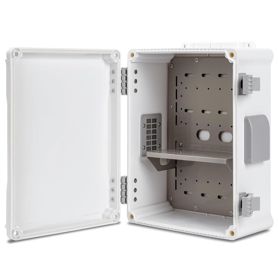 Namunanee Outdoor Electrical Junction Box, ABS Water Resistant Enclosure with Internal Mounting Panel & Hinged Cover (12.6" H x 9.4" L x 5.7" W)
