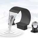 BANGPU Bathroom Sink Faucet 3 Hole Widespread Waterfall Bathroom Faucets with Crystals Handles Basin Mixer Tap 8-Inch High Arc Vanity Faucet with Supply Hose, Matte Black
