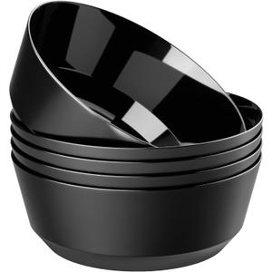 Hioasis 8 Pack Plastic Serving Bowls 128oz Black Plastic Bowls Heavy Duty Disposable Serving Bowls for Party Snack & Salad & Candy & Bar Buffet & Wedding