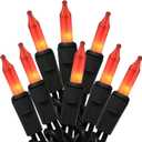 HISHINY Orange Halloween Lights,100 Count Incandescent Lights String with Black Wire,Ideal Outdoor Indoor Halloween Decorations Lights for Patio Home Party,UL Certified (21feet)