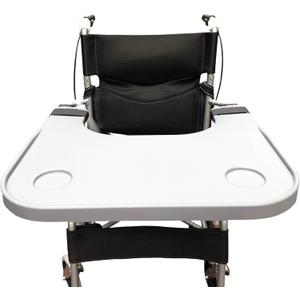 Wheelchair Tray Table with Cup Holder, Removable Lap Tray, Portable Wheelchair Desk Accessories for Eating, Reading, Resting, Fits Width of Armrests of 16" - 20", Gray