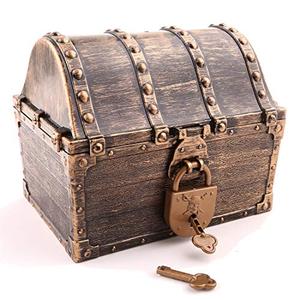 Lingway Toys Large Kids Pirate Treasure Chest Teacher's Favorite Treasures Collection Storage Box with 2 Sets of Locks and Keys Only(Vintage Bronze Coating,8.7"X6.3"X6.9")