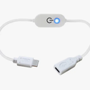 Type C Male to Female USB Switch Cable, USB C Extension Cables Cord with on or Off Switch Push-in Key Switch Cable - LED Touch Inline Dimmer 12" (White)