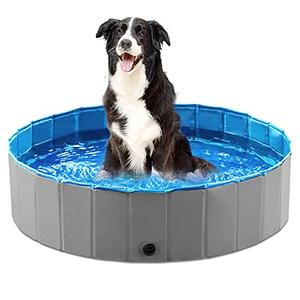 Jasonwell Foldable Dog Pet Bath Pool Collapsible Dog Pet Pool Bathing Tub Kiddie Pool Doggie Wading Pool for Puppy Small Medium Large Dogs Cats and Kids 32" Grey