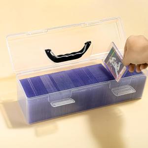 Premium Storage Box for Toploader - Large for 200+ Toploaders or 1000+ Trading Cards, Portable Sports Card Storage Boxes for Collectible Gaming Trading Cards, Clear Design, Wide Applications(Black)