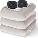 Bedsure Electric Blanket Queen Size - Dual Control Heated Blanket Queen, Fast Heating with 10 Time Settings & 10 Heat Settings, Warm Gift for Grandma (84x90 inches, Cream)