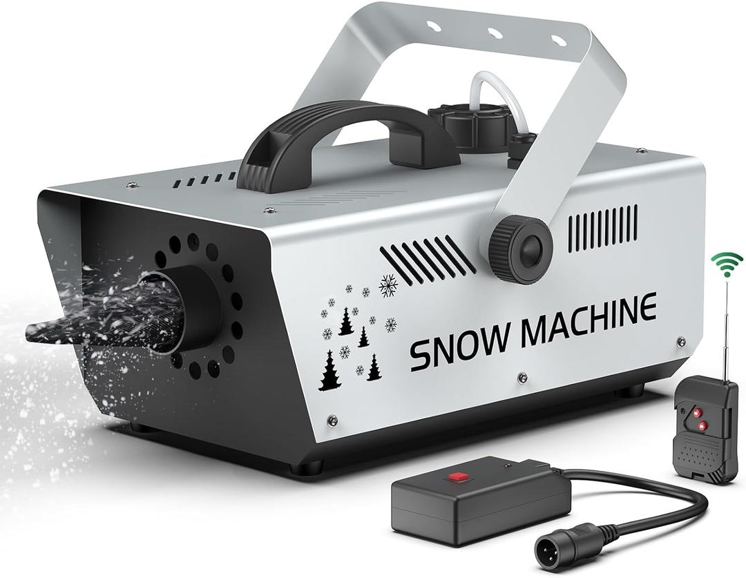 1000W Snow Machine With Wireless Remote Control and Wired Control 1L Tank for Christmas Wedding Photography Parties Kids Stage Parades DJ Parties